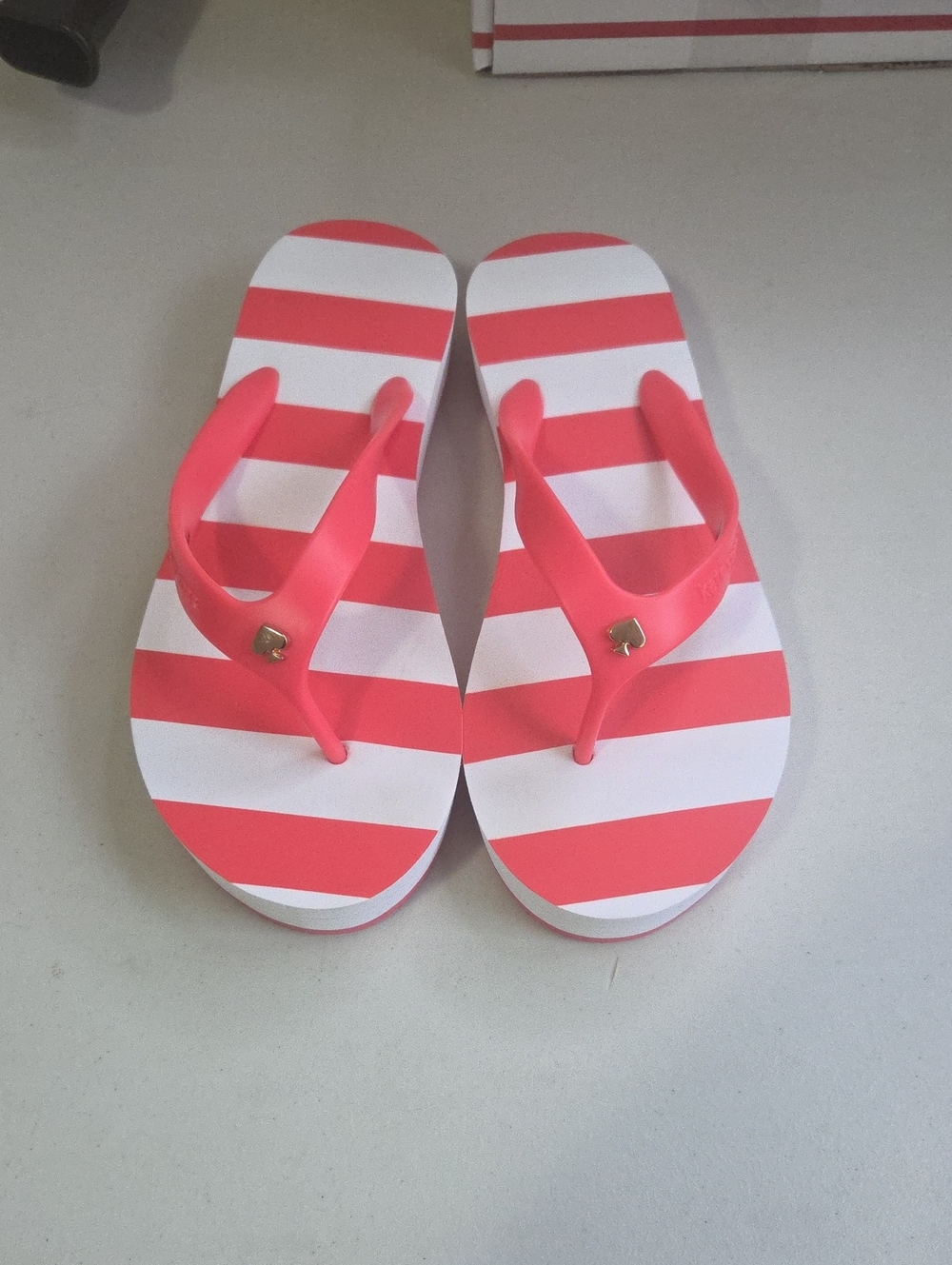 kate spade Pink and White Striped Flip Flop Sandals